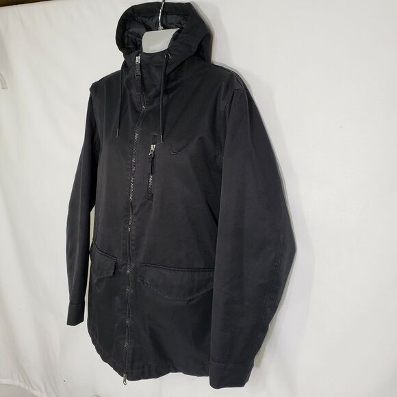 Nike Women Engineered for world class athletes Jacket Medium Black Hooded Pocket - Picture 6 of 12